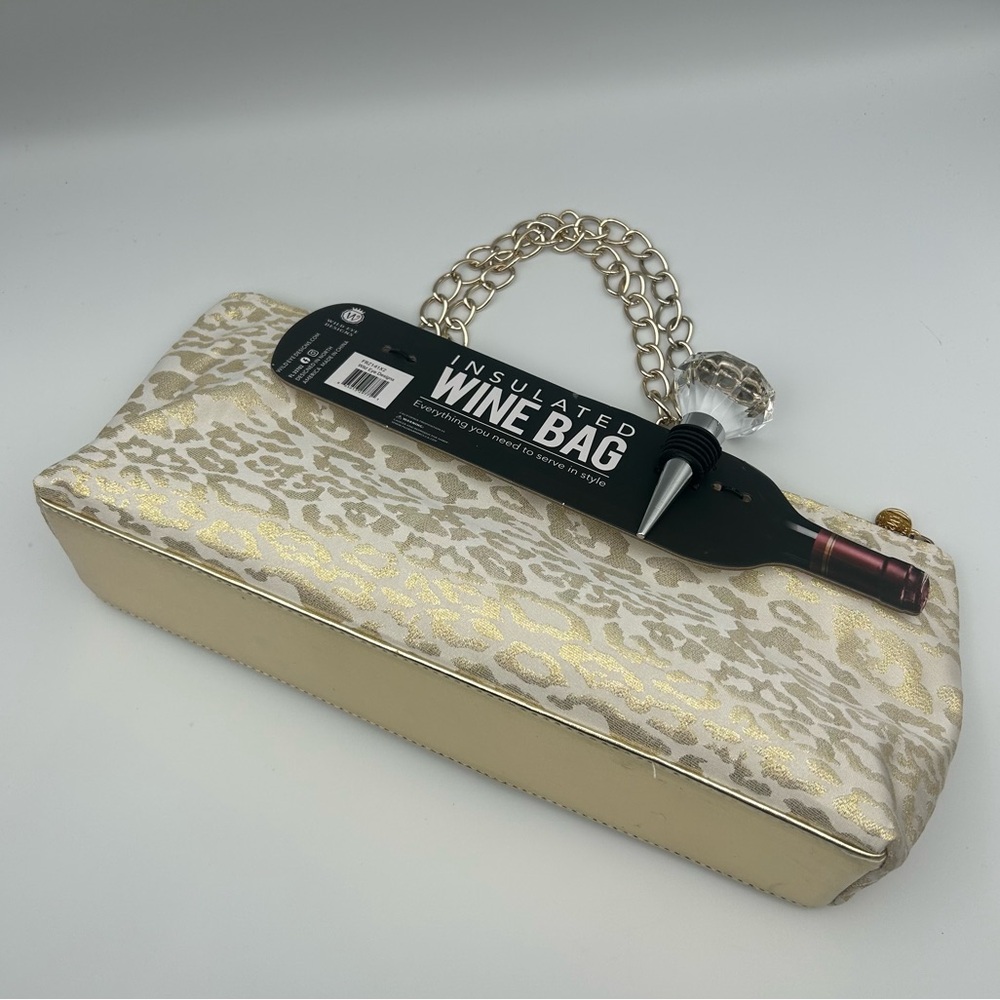 *New* Wild Eye Designs Leopard Gold Metallic Insulated Wine Bag/Purse